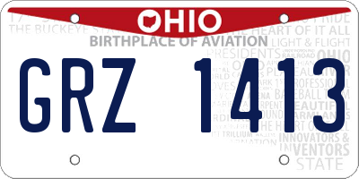 OH license plate GRZ1413