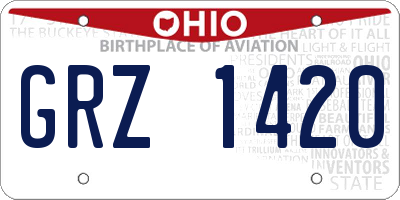 OH license plate GRZ1420