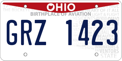 OH license plate GRZ1423