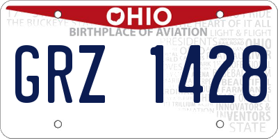 OH license plate GRZ1428