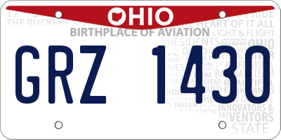 OH license plate GRZ1430