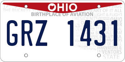 OH license plate GRZ1431