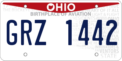 OH license plate GRZ1442