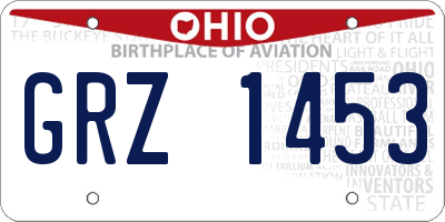 OH license plate GRZ1453