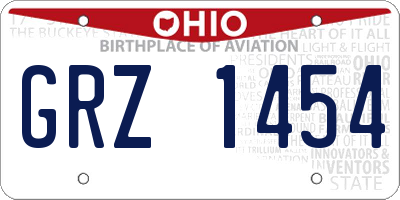OH license plate GRZ1454