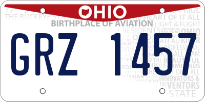 OH license plate GRZ1457