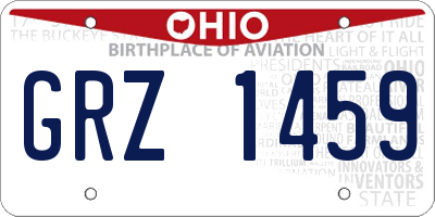 OH license plate GRZ1459