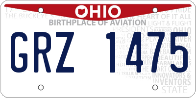 OH license plate GRZ1475