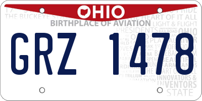 OH license plate GRZ1478