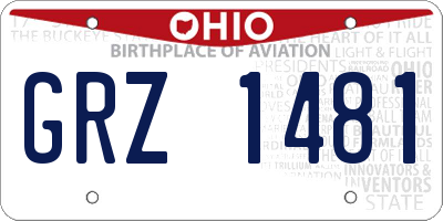 OH license plate GRZ1481