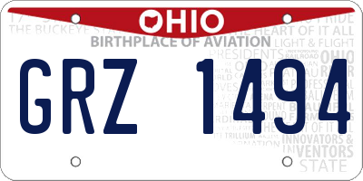 OH license plate GRZ1494