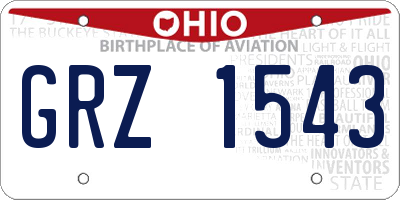 OH license plate GRZ1543