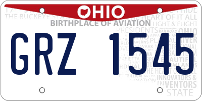 OH license plate GRZ1545