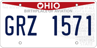 OH license plate GRZ1571
