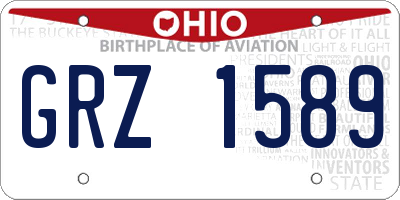 OH license plate GRZ1589