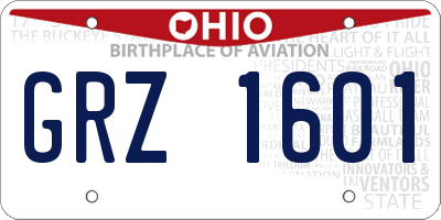 OH license plate GRZ1601
