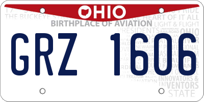 OH license plate GRZ1606