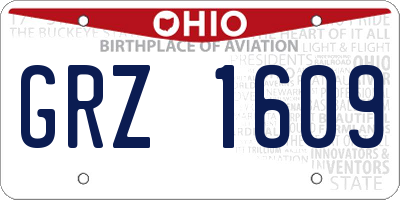 OH license plate GRZ1609