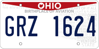 OH license plate GRZ1624