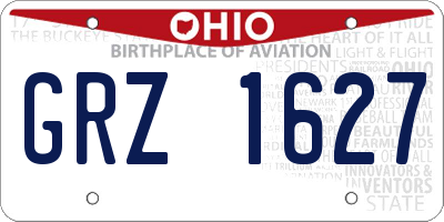 OH license plate GRZ1627