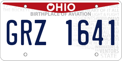 OH license plate GRZ1641