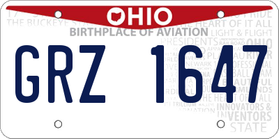 OH license plate GRZ1647