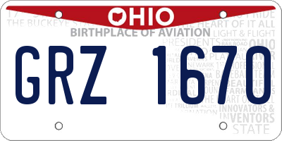 OH license plate GRZ1670