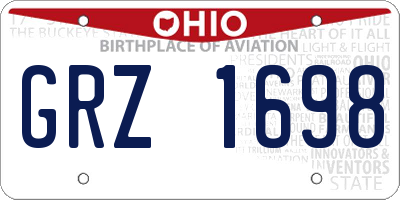 OH license plate GRZ1698