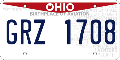 OH license plate GRZ1708