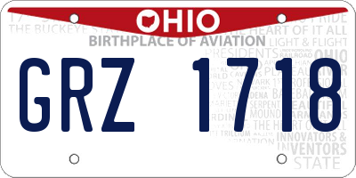 OH license plate GRZ1718