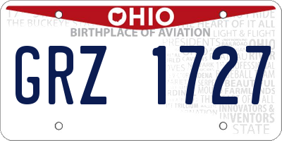 OH license plate GRZ1727