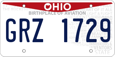 OH license plate GRZ1729