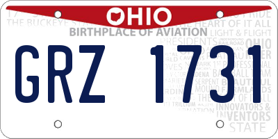 OH license plate GRZ1731