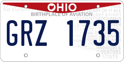 OH license plate GRZ1735
