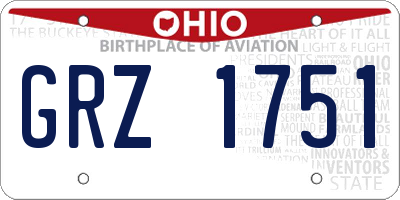 OH license plate GRZ1751