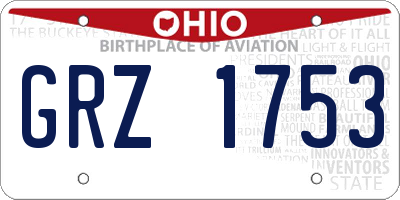 OH license plate GRZ1753