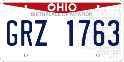 OH license plate GRZ1763