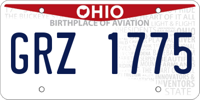 OH license plate GRZ1775