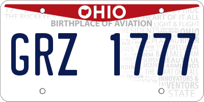 OH license plate GRZ1777