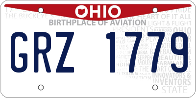 OH license plate GRZ1779