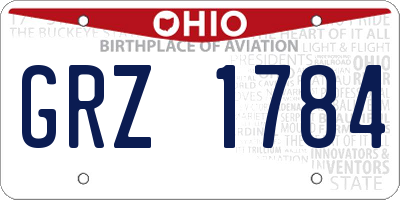 OH license plate GRZ1784