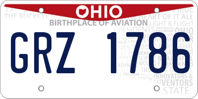 OH license plate GRZ1786