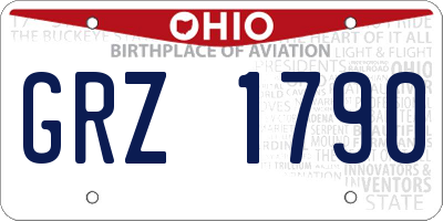 OH license plate GRZ1790