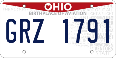 OH license plate GRZ1791
