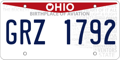 OH license plate GRZ1792