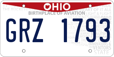 OH license plate GRZ1793
