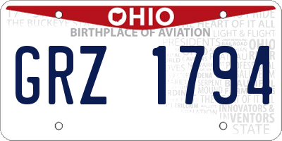 OH license plate GRZ1794