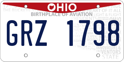 OH license plate GRZ1798