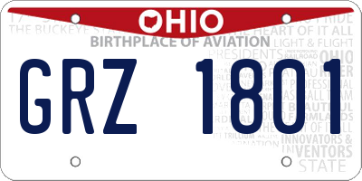 OH license plate GRZ1801