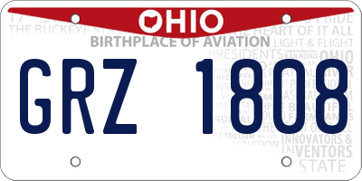 OH license plate GRZ1808